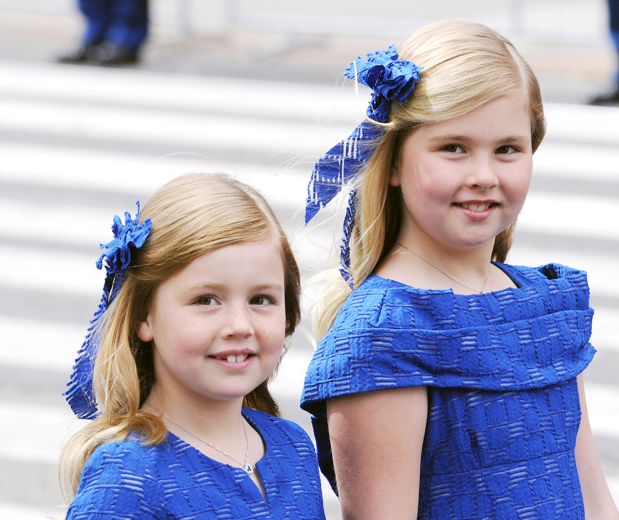Princess Alexia with sister Amalia during their father's inauguration in 2013.