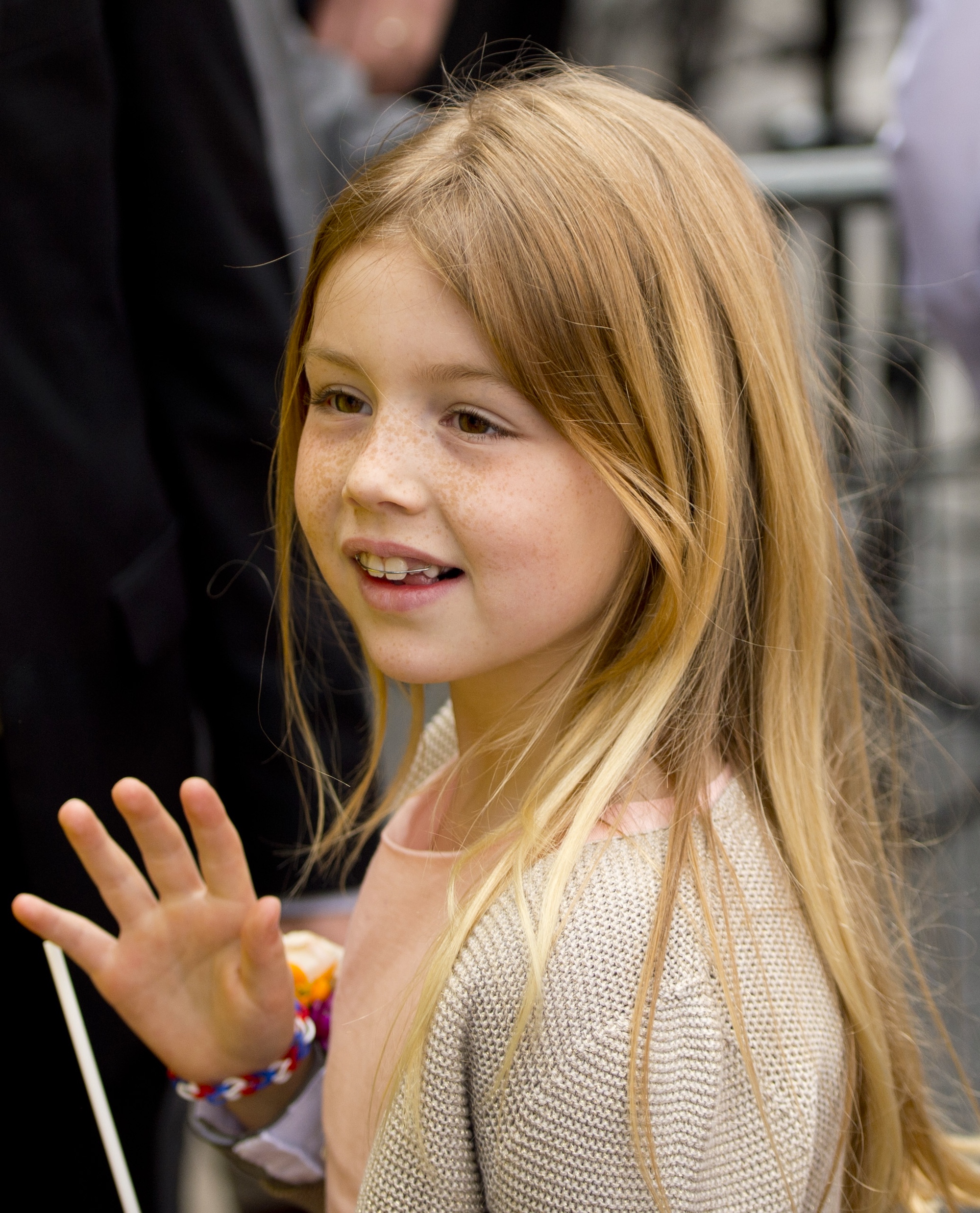 Alexia waves to the crowd on King's Day 2014.