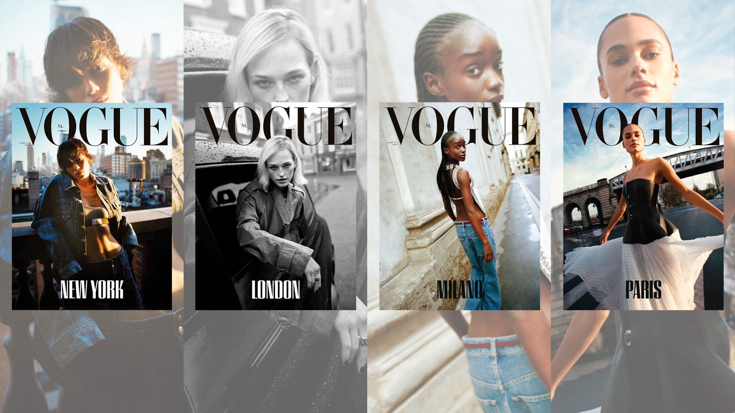 Vier modellen, vier steden, vier covers dit is Vogue maart 2024